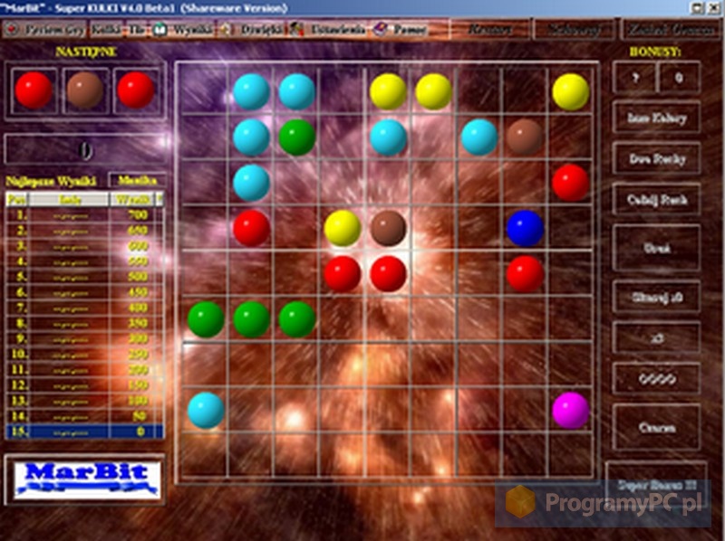 MarBit Super Kulki with a richly textured board and bright colored balls